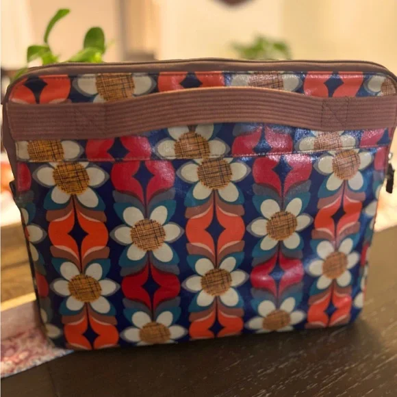 🔑 Vintage Fossil Key-Per • Coated Canvas Mod Floral Laptop Bag - Picture 2 of 9